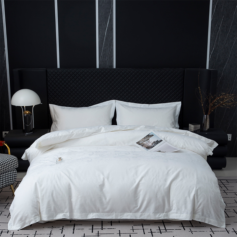 Nowy komplet pościeli żakardowej ze 100% satyny bawełnianej w kolorze białym hotelowym Nowy komplet pościeli żakardowej ze 100% satyny bawełnianej w kolorze białym hotelowym