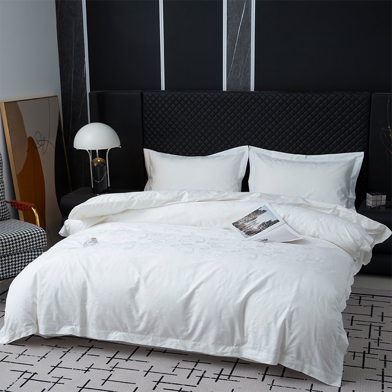 Nowy komplet pościeli żakardowej ze 100% satyny bawełnianej w kolorze białym hotelowym Nowy komplet pościeli żakardowej ze 100% satyny bawełnianej w kolorze białym hotelowym