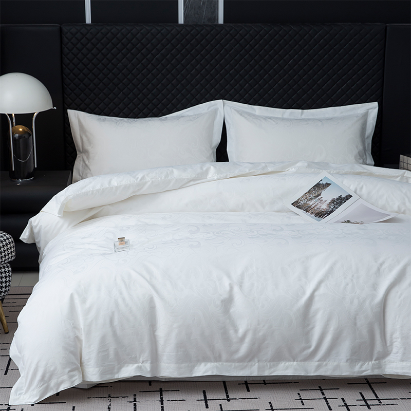 Nowy komplet pościeli żakardowej ze 100% satyny bawełnianej w kolorze białym hotelowym Nowy komplet pościeli żakardowej ze 100% satyny bawełnianej w kolorze białym hotelowym