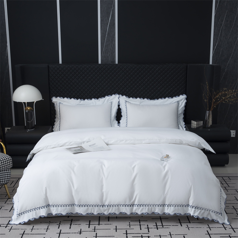 Wykwintny haftowany zestaw pościeli z satyny bawełnianej 350TC Wykwintny haftowany zestaw pościeli z satyny bawełnianej 350TC