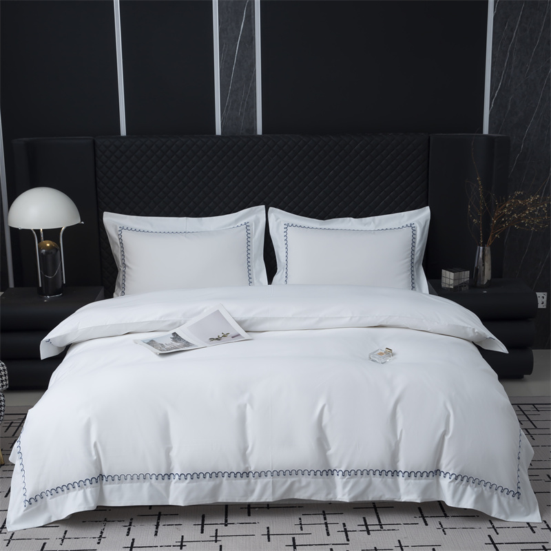 Nowy wzór haftu Zestaw pościeli z satyny bawełnianej 500TC