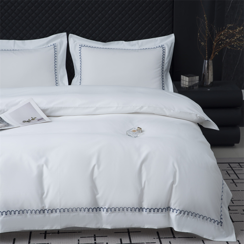 Nowy wzór haftu Zestaw pościeli z satyny bawełnianej 500TC Nowy wzór haftu Zestaw pościeli z satyny bawełnianej 500TC