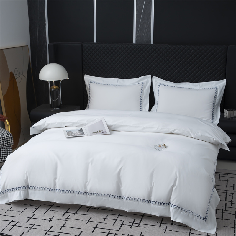 Nowy wzór haftu Zestaw pościeli z satyny bawełnianej 500TC Nowy wzór haftu Zestaw pościeli z satyny bawełnianej 500TC