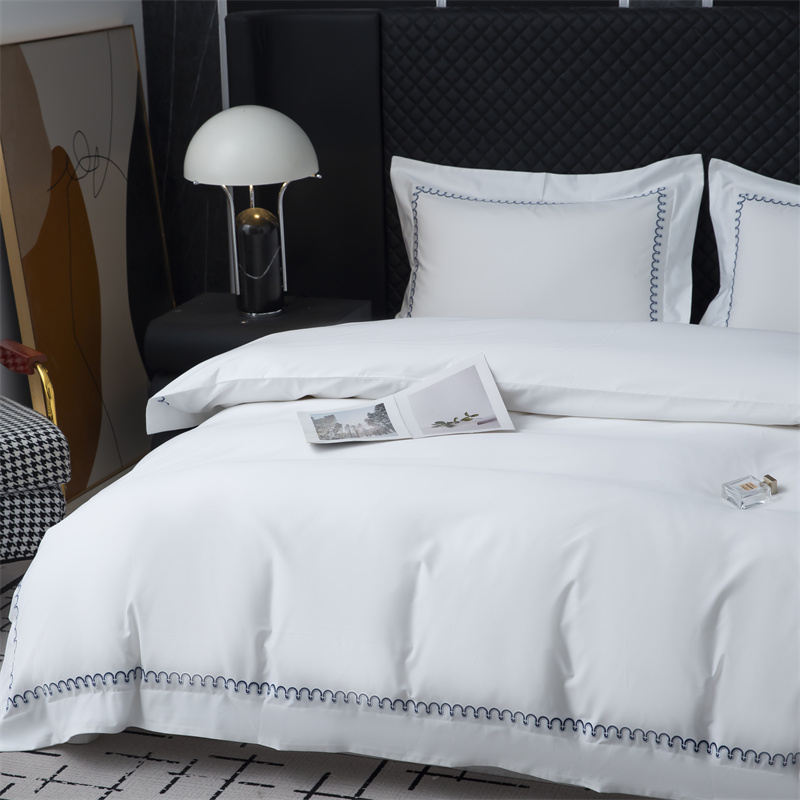 Nowy wzór haftu Zestaw pościeli z satyny bawełnianej 500TC Nowy wzór haftu Zestaw pościeli z satyny bawełnianej 500TC