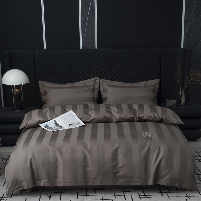 Zestaw pościeli z satyny bawełnianej 750TC w paski o średnicy 7 cm