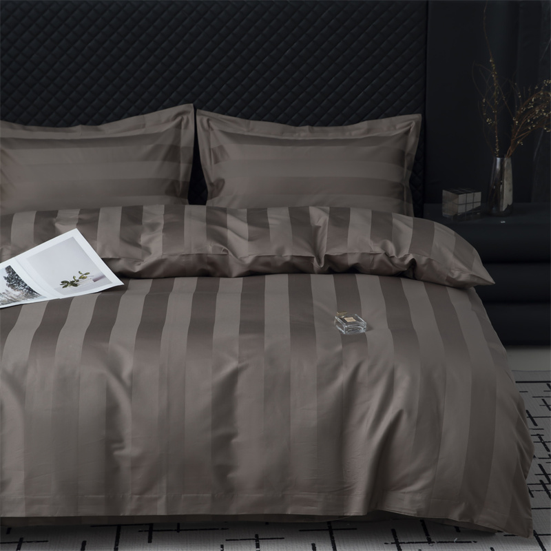 Zestaw pościeli z satyny bawełnianej 750TC w paski o średnicy 7 cm Zestaw pościeli z satyny bawełnianej 750TC w paski o średnicy 7 cm