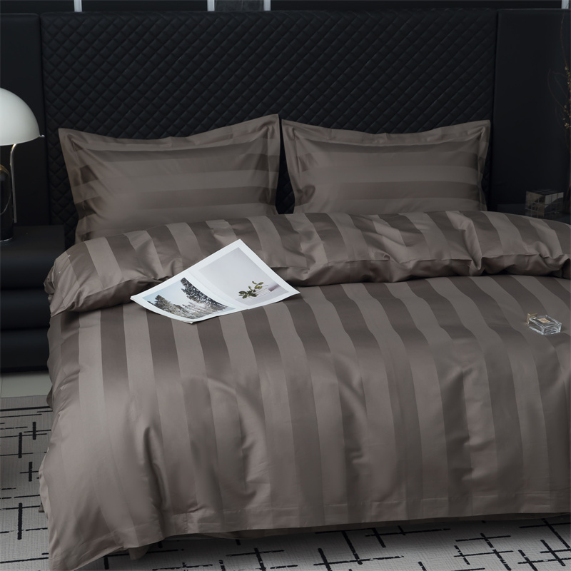 Zestaw pościeli z satyny bawełnianej 750TC w paski o średnicy 7 cm Zestaw pościeli z satyny bawełnianej 750TC w paski o średnicy 7 cm