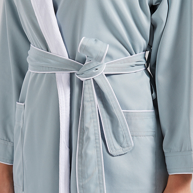 Dwuwarstwowy pięciogwiazdkowy szlafrok hotelowy dla dorosłych z szalowym kołnierzem Dwuwarstwowy pięciogwiazdkowy szlafrok hotelowy dla dorosłych z szalowym kołnierzem